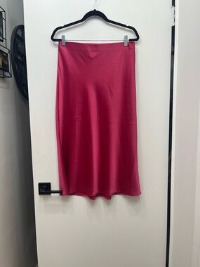 EUC Pink Satin Midi Skirt, Rachel Zoe, Size 8